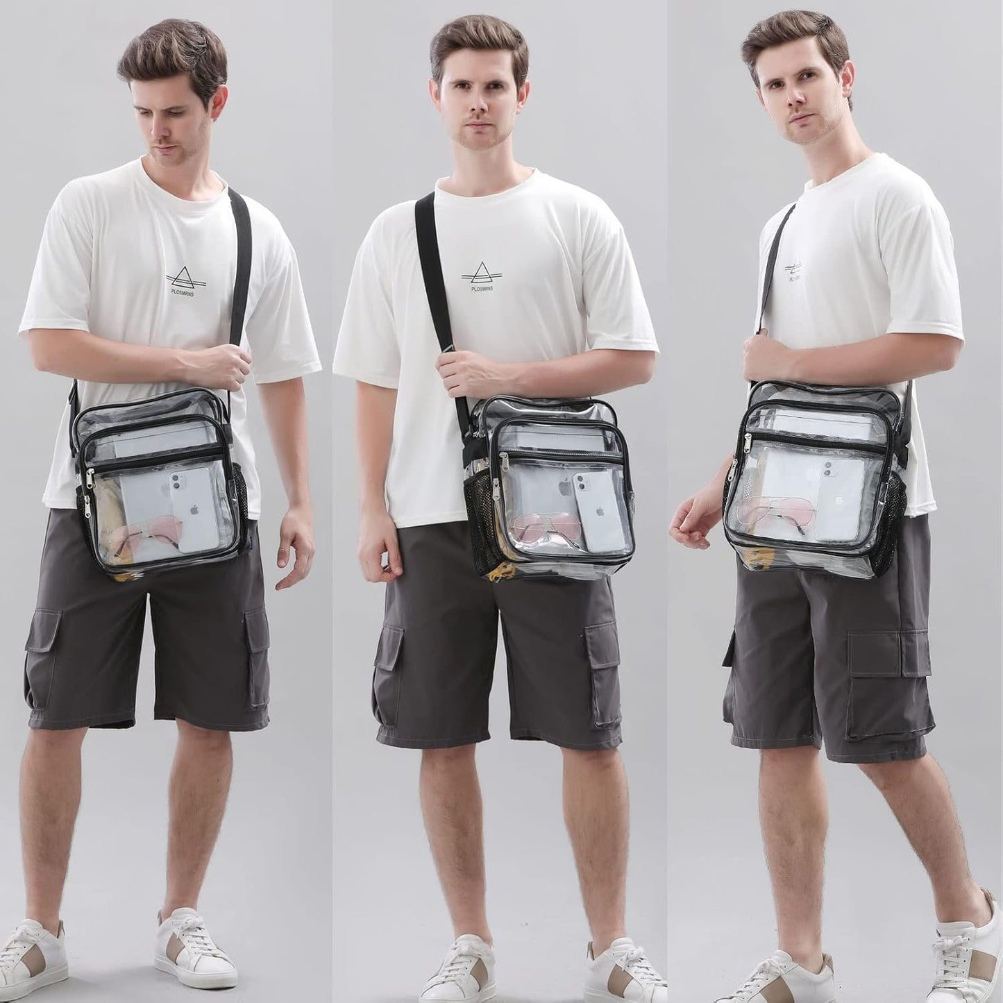 Skiennix Clear Stadium Approved Bag - Crossbody Messenger with Adjustable Strap for Events