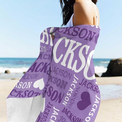 Jecivila Personalized Beach Towels for Kids - Quick Dry Microfiber, Custom Name, Large Size for Pool & Travel