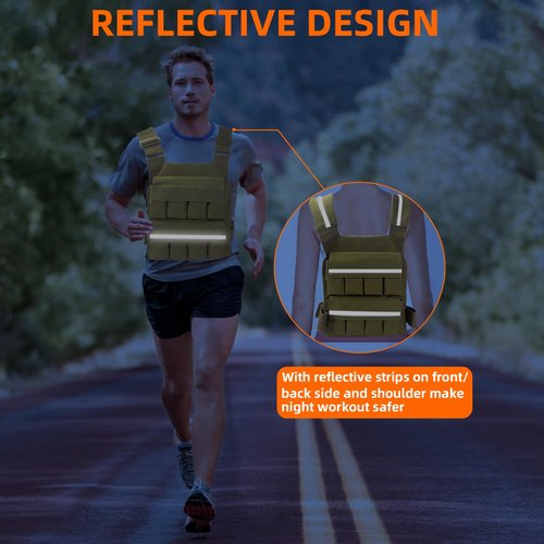 Weighted Vest for Men Women, Adjustable Tactical Weight Vests for Rucking Walking Running Crossfit Strength Training (Without Weight Blocks) Green