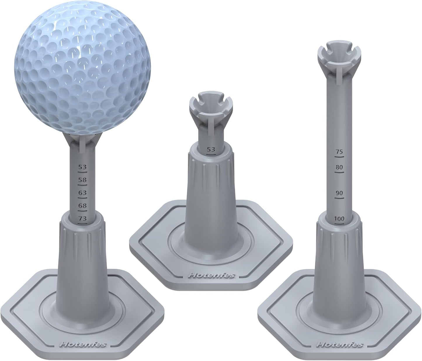 Skiennix Adjustable Golf Tees - Rubber Simulator Tees for Indoor & Outdoor Practice | 3.9" & 2.8" (2 Pack Gray + 2 High Struts)