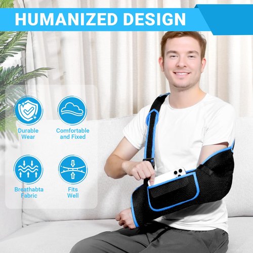 Arm Sling Shoulder Immobilizer for Women and Men,Adjustable Shoulder Sling for Torn Rotator Cuff Brace,Fits Left or Right,for Shoulders,Arm,Wrist,Elbow,and Clavicle Injury (1, Blue)