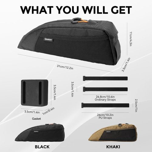 ROCKBROS Top Tube Bike Bag for Cycling, Bicycle Frame Bag for Bikepacking, Waterproof Bike Storage Bag, Cycling Accessories for Road Mountain Gravel Electric Bike (Black)