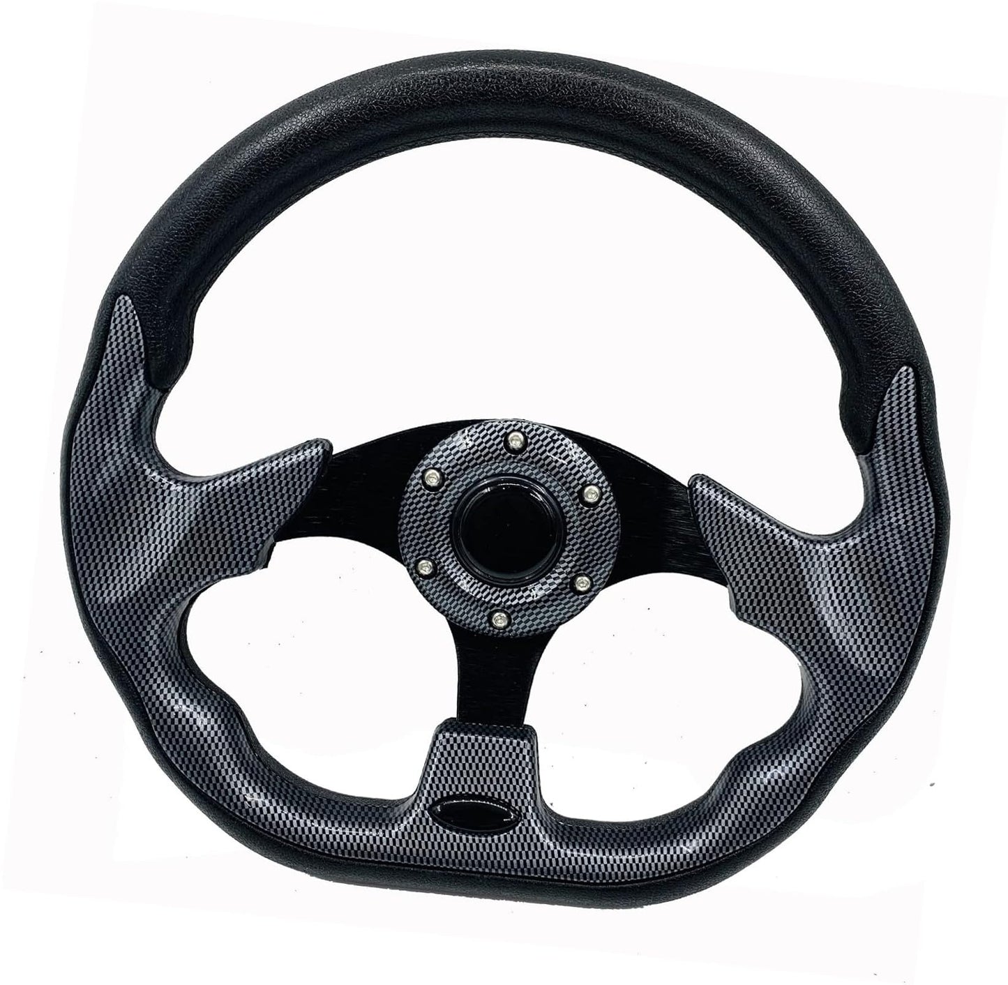 Golf Cart Steering Wheel,Universal Golf Cart Skid Steering Wheel,for Club Car EZGO RXV and TXT, Yamaha, Precedent Tempo (Blackgrid)