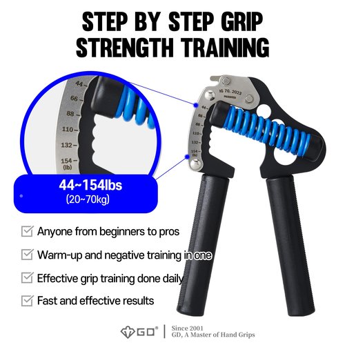 GD IRON GRIP 70(P) Adjustable Hand Grip Strengthener, 44~154lbs Grip Strength Trainer Premium Forearm Strengthener Hand Gripper for Grip Strength