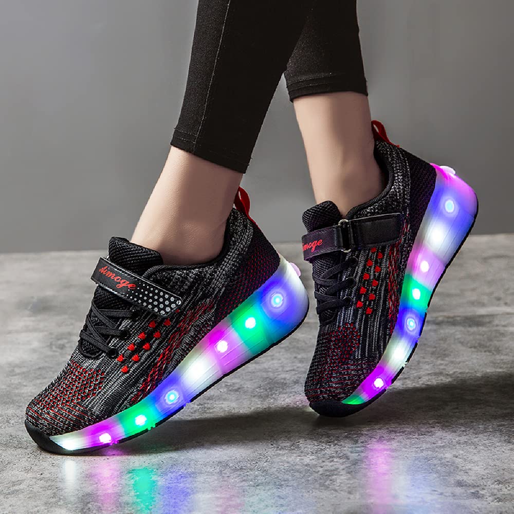 SDSPEED 7 Colors LED Rechargeable Kids Roller Skate Shoes with Single Wheel Shoes Sport Sneaker
