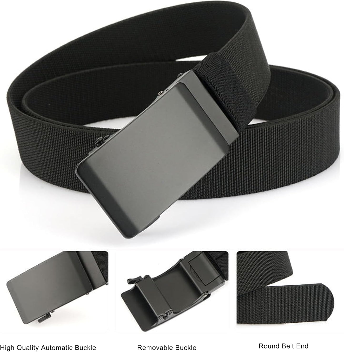 Skiennix Men's Elastic Nylon Ratchet Belt - Stretch Webbing for Jeans & Golf - 1.34" Wide