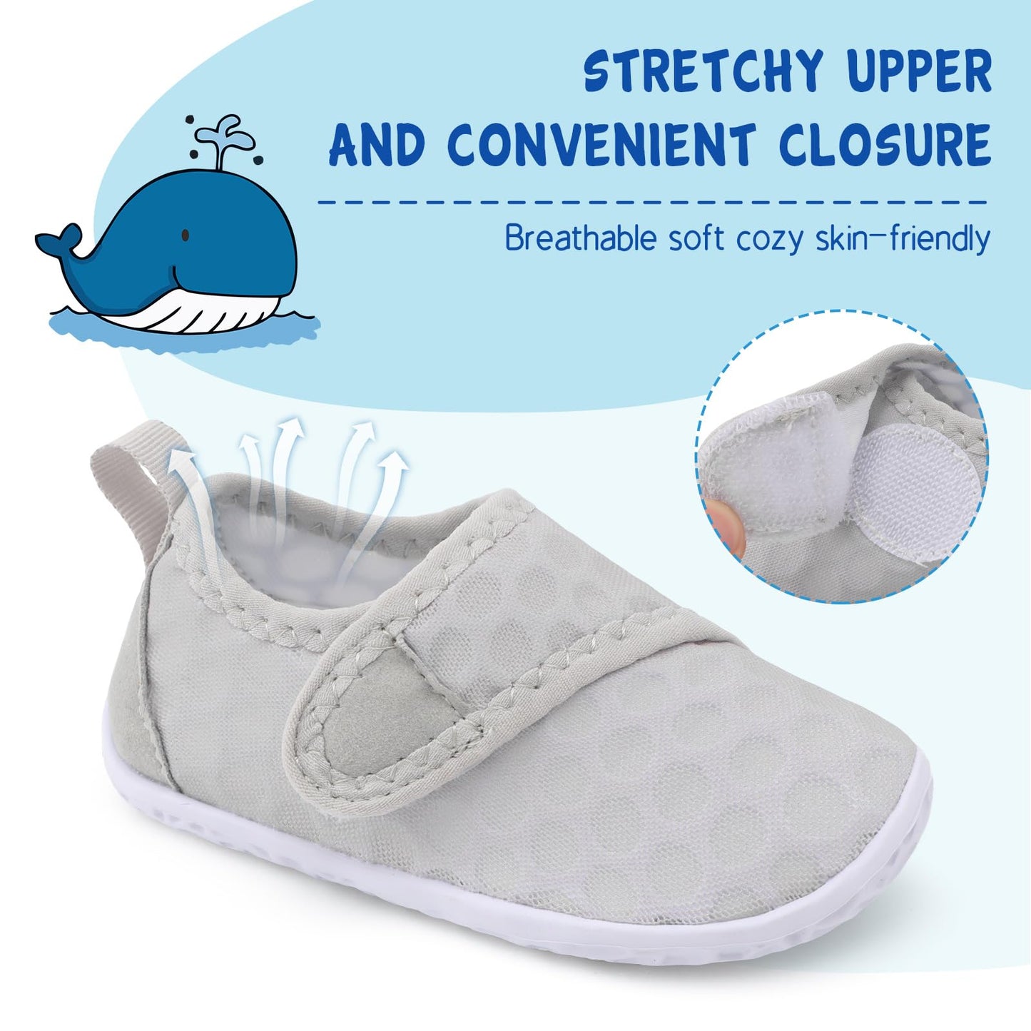 LeIsfIt Boys Girls Water Shoes Kids Aqua Socks Toddler Quick-Dry Swimming Shoes Non-Slip Summer Shoe for Beach Pool Surf, LightGrey, 11 Toddler