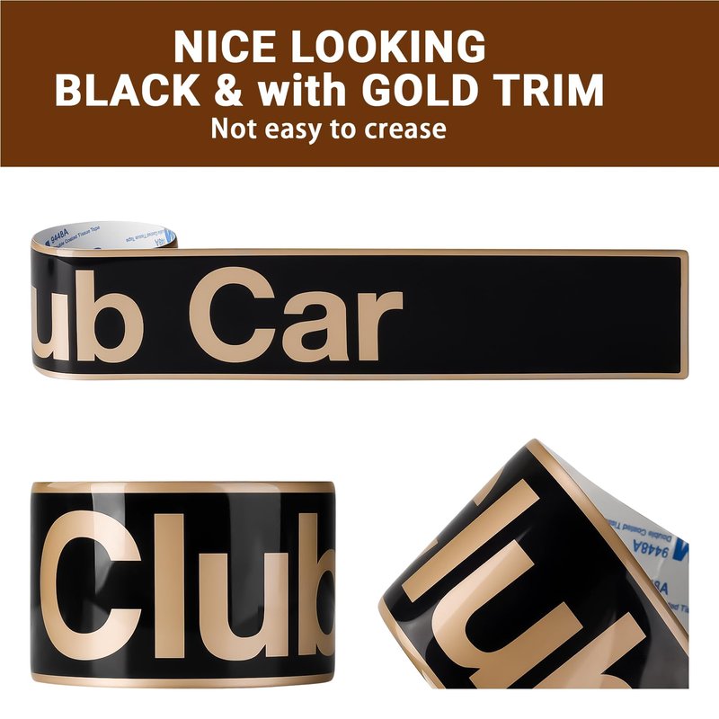 DRIVE UP Golf Cart Name Plate for Club Car DS and Carryall Models Decal Black Gold-18" X 2.24"