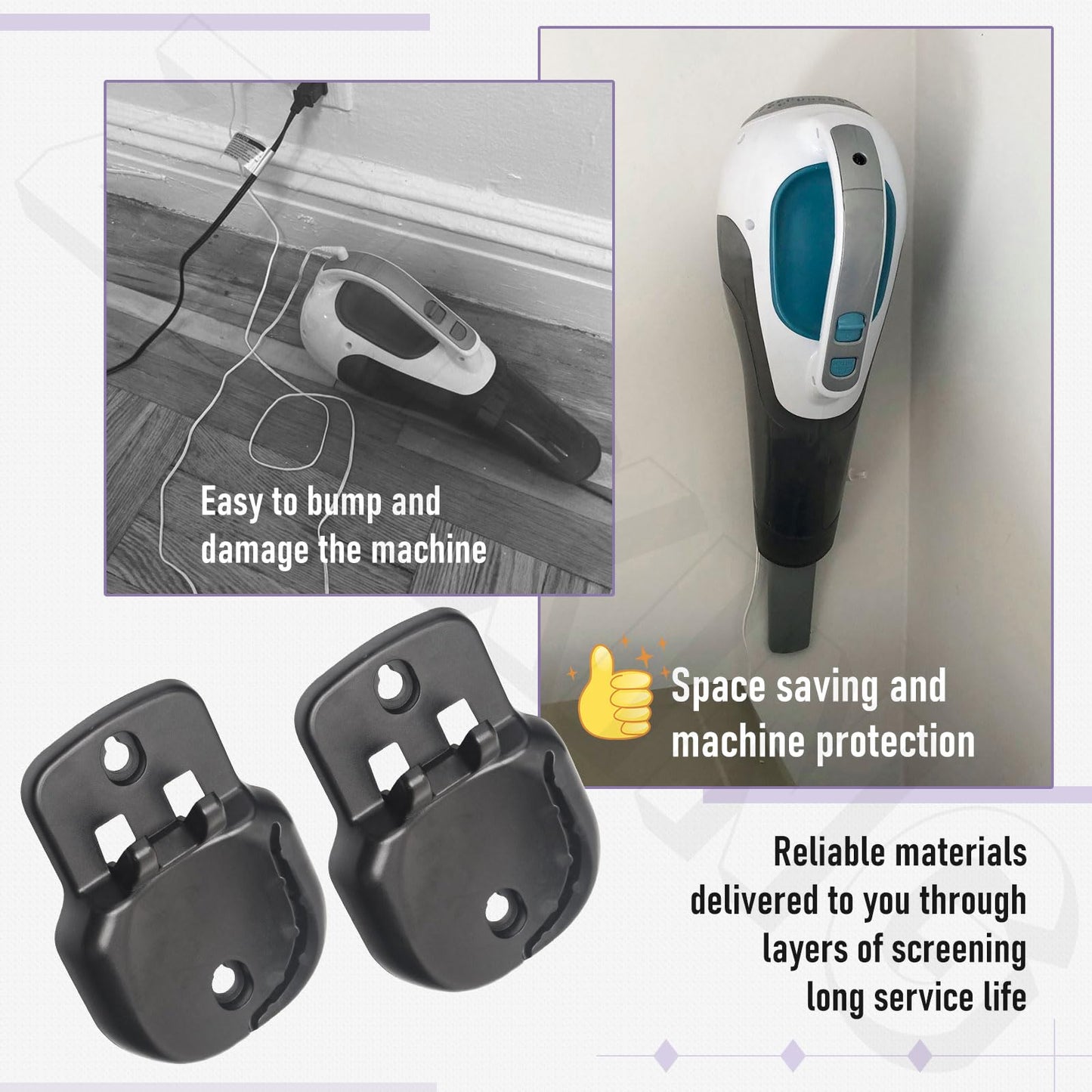 2 Pack 90606947-01 Vacuum Wall Base | Replacement Wall Mount Compatible with Black & Decker BDH2010LP, HHVI325JR, HHVI325JR22TG, HHVI325JR22, HHVI320JRS02