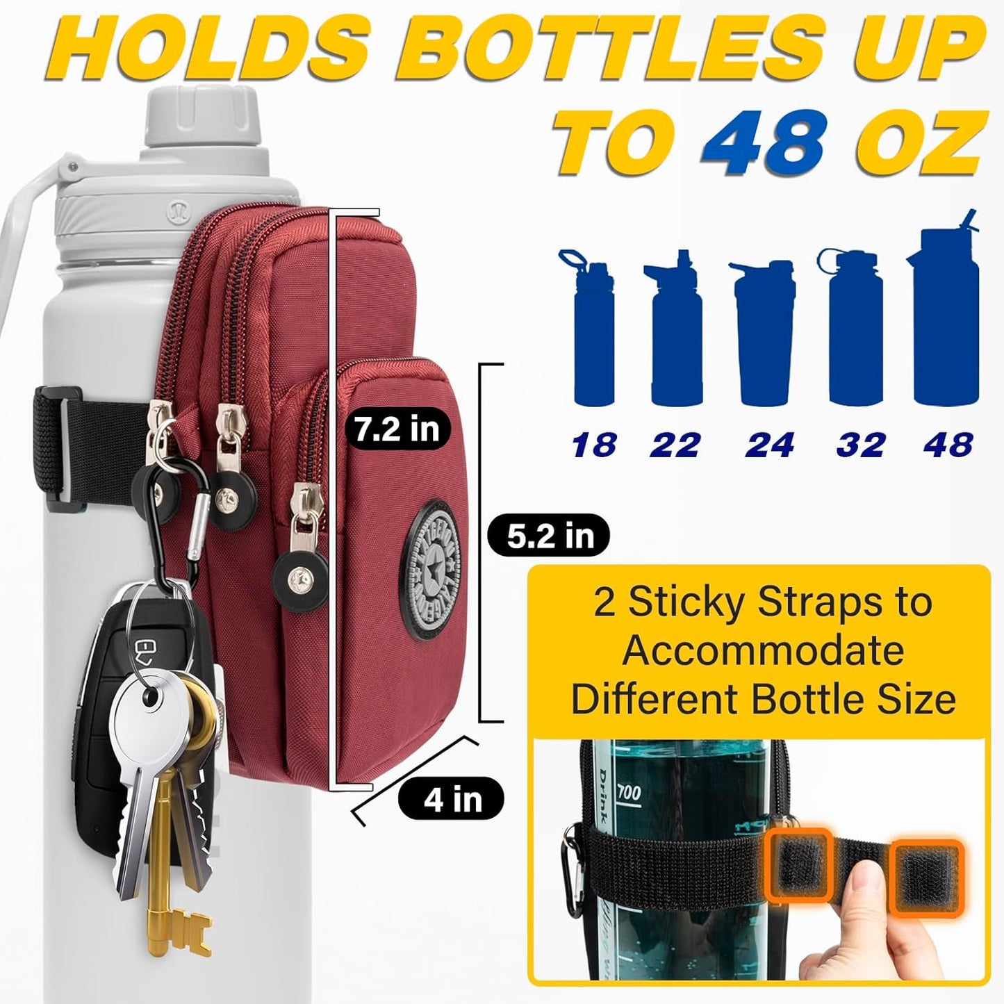 Skiennix Gym Water Caddy - Water Bottle Sleeve with Phone Holder & Pocket for Cards | Ideal for Men & Women