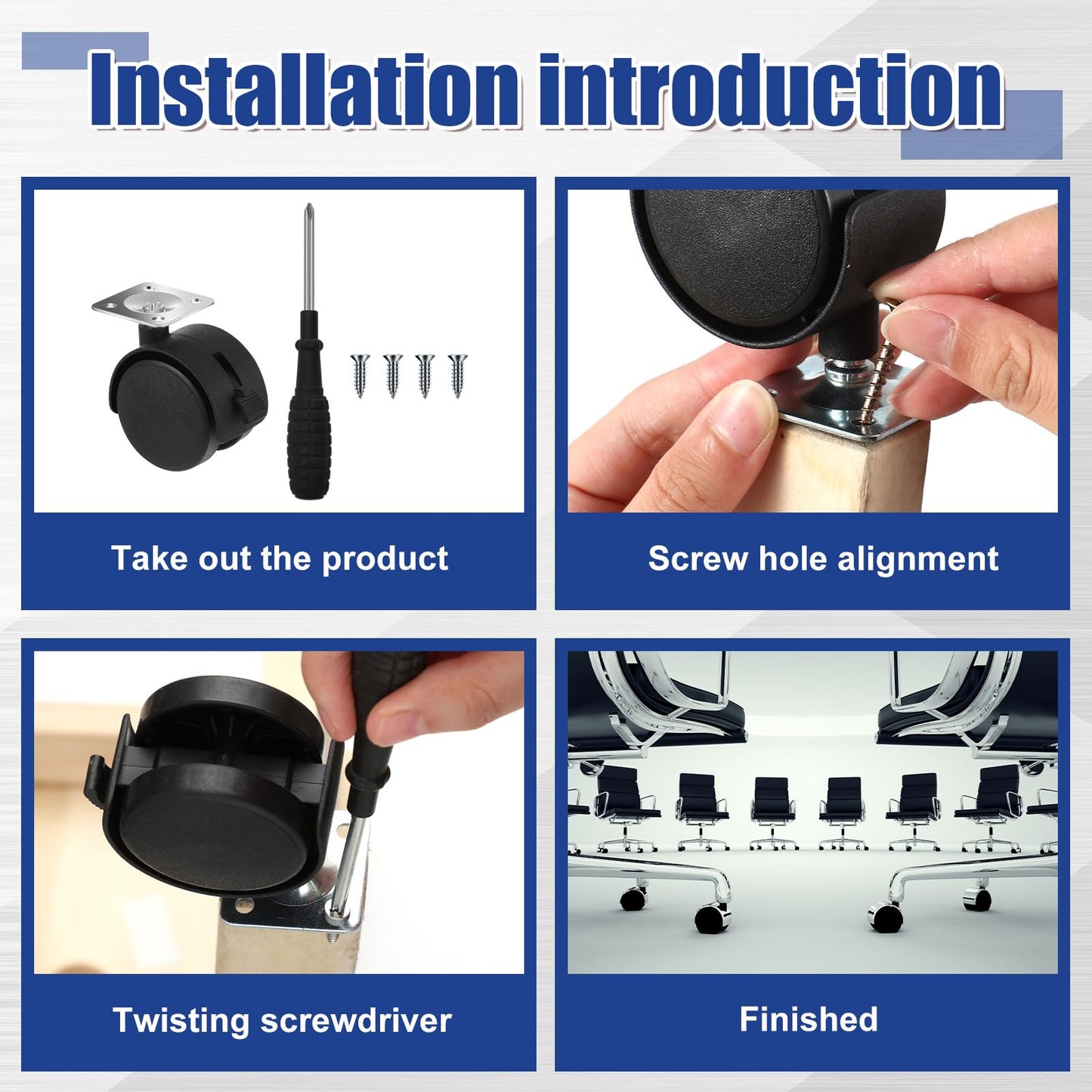 Barydat 8 Pcs 1.5 Inch Plastic Furniture Wheels with Brake Swivel Replacement Wheels Small Nylon Plastic Casters for Rolling Cart Table Chair Cabinet, Black (Flat Style)