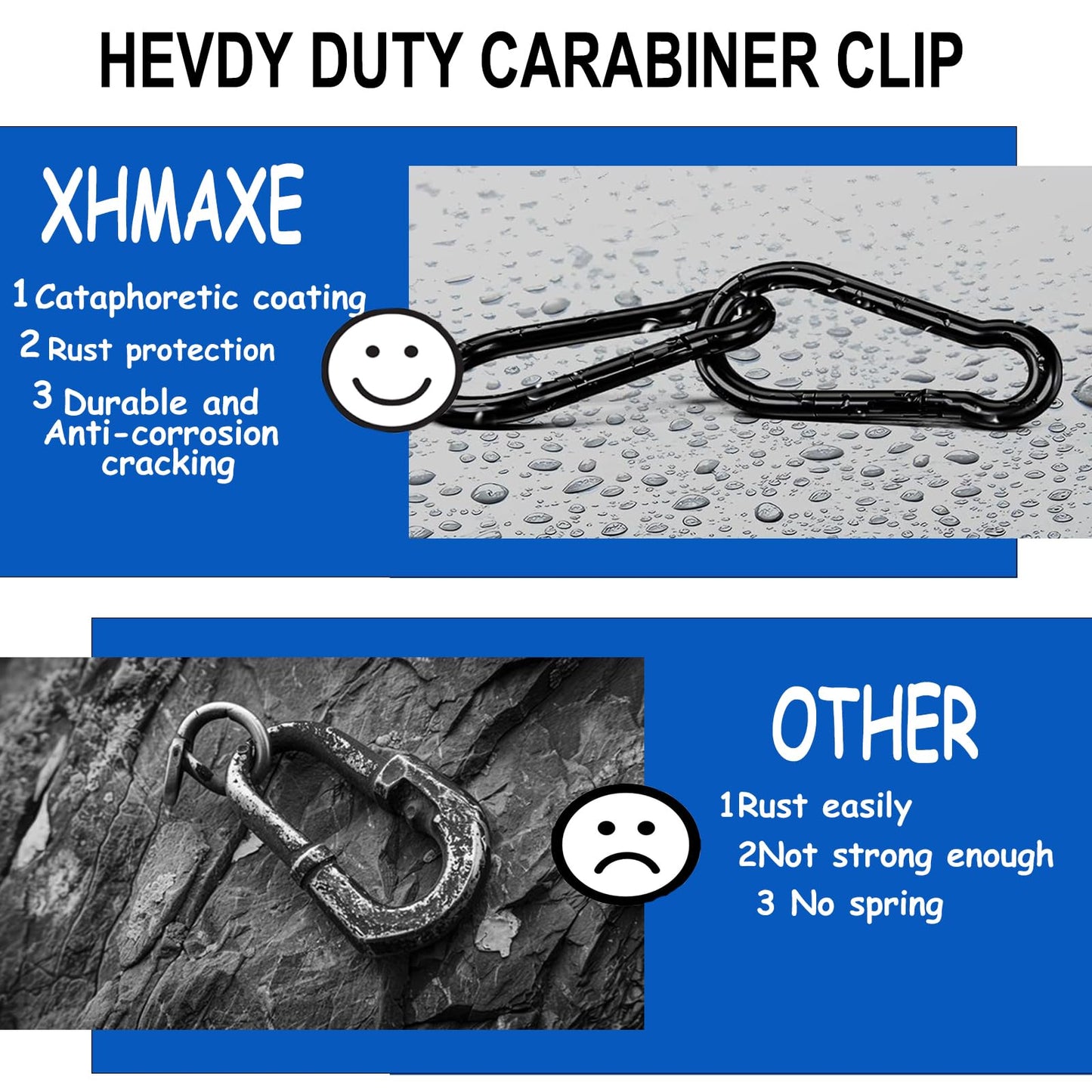 40PCS M6 Heavy Duty Carabiner Clip, 2.36Inch Snap Hook Quick Link Small Carabiner Clips,Spring Link Buckle for Fishing Camping Hammock Dog Leashes-260LBS Holding Capacity (Black)