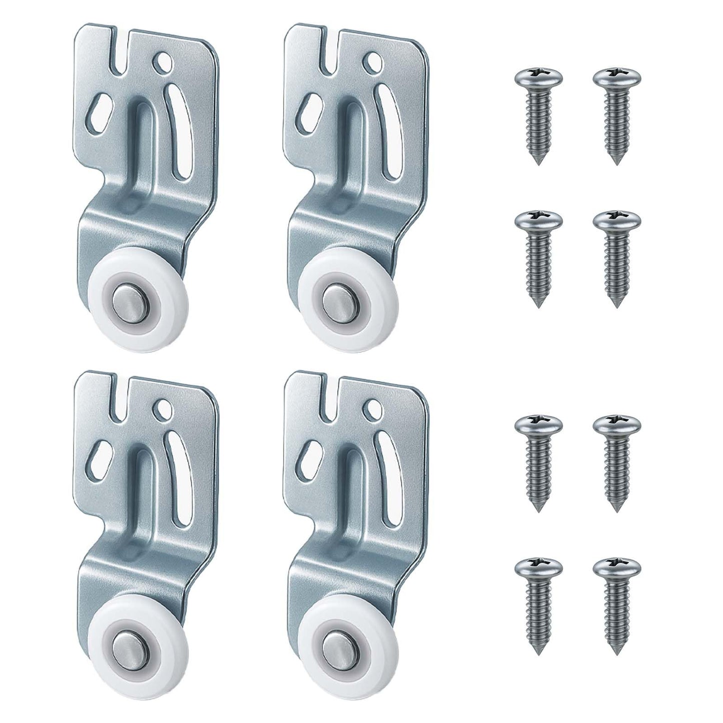 Top-Hung Sliding Door Hardware Wardrobe Roller Kit,Includes 4 Roller Wheels for Bypass Closet and Kitchen Doors, Compatible with 3/4" to 1-3/8" Thick Sliding Door