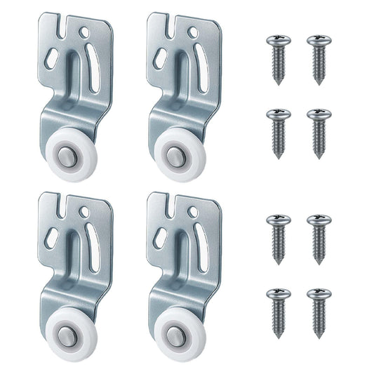 Top-Hung Sliding Door Hardware Wardrobe Roller Kit,Includes 4 Roller Wheels for Bypass Closet and Kitchen Doors, Compatible with 3/4" to 1-3/8" Thick Sliding Door