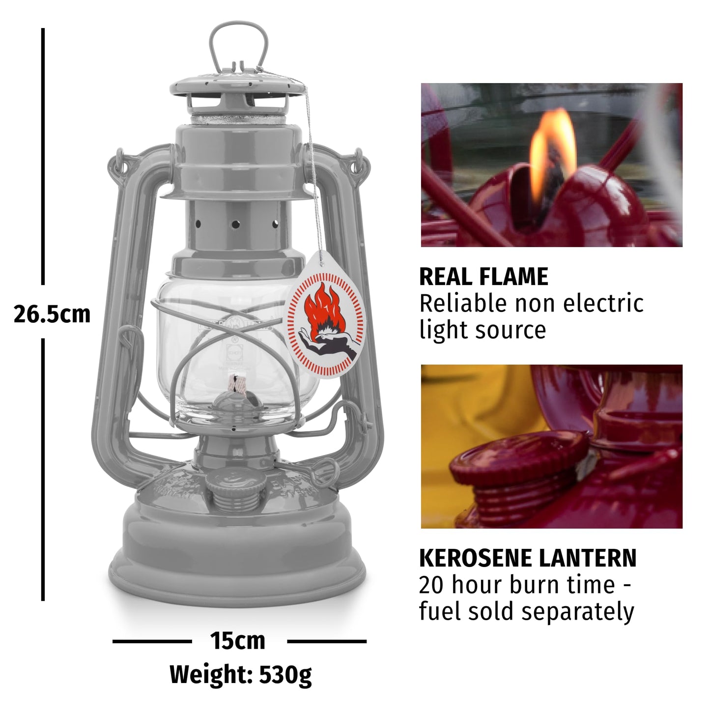 Feuerhand Outdoor Kerosene Fuel Lantern, German Made Weather Resistant Baby Special 276 Galvanized Hurricane Lamp for Camping or Patio, 10 Inches, Bronze