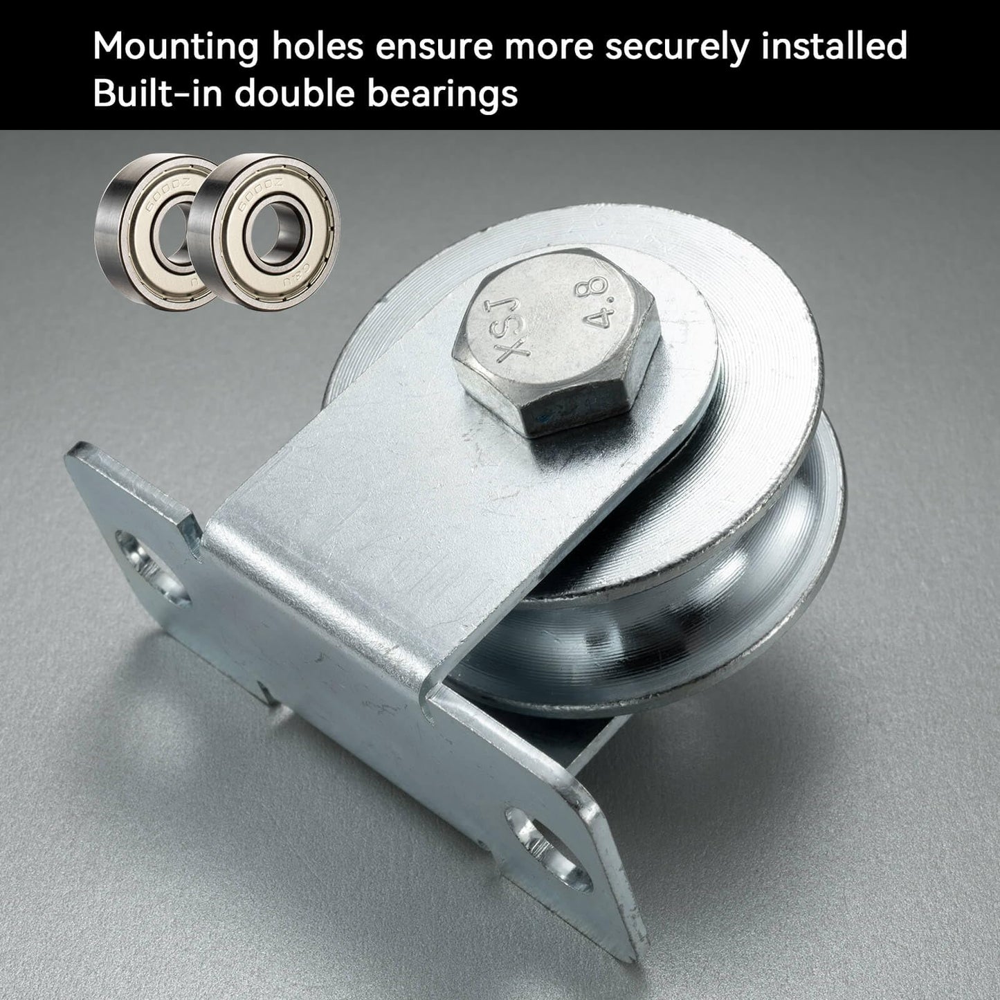 KCNOFNC 48mm Cable Pulley Wheel Wall Mount, with Ball Bearings for Wire Rope, for Pulley System, Gym Equipment Workout, Sliding Gate, 2Pack