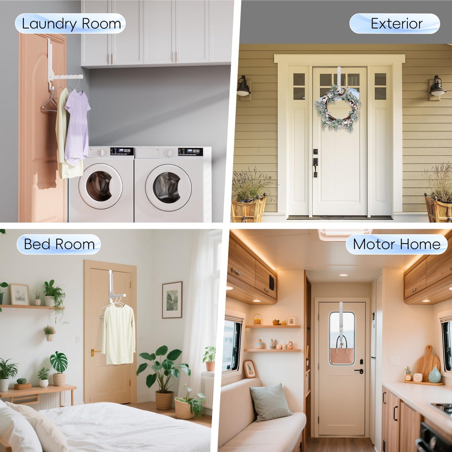 2 Packs Over The Door Clothes Hanger, Foldable Heavy Duty Small Drying Rack Clothing, Space Saving Over Door Hanger Collapsible Coat Towel Racks for Laundry Bathroom Travel Storage (2Pack, White)