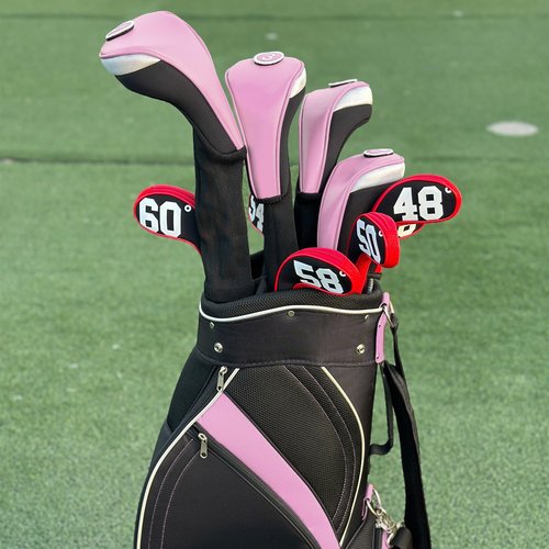Andux 4pcs/Set PU Golf Wood Club Head Covers 460cc Driver Covers with Long Neck Pink