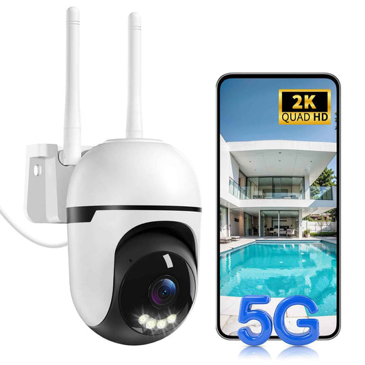 Security Camera Outdoor Wired,5GHz WiFi Camera for Home Security,360°View Two-Way Audio,AI Detection,2K Color Night Vision,Cloud & SD Card,24/7 Continuous Recording,Integrated AI 911 Emergency Alarm