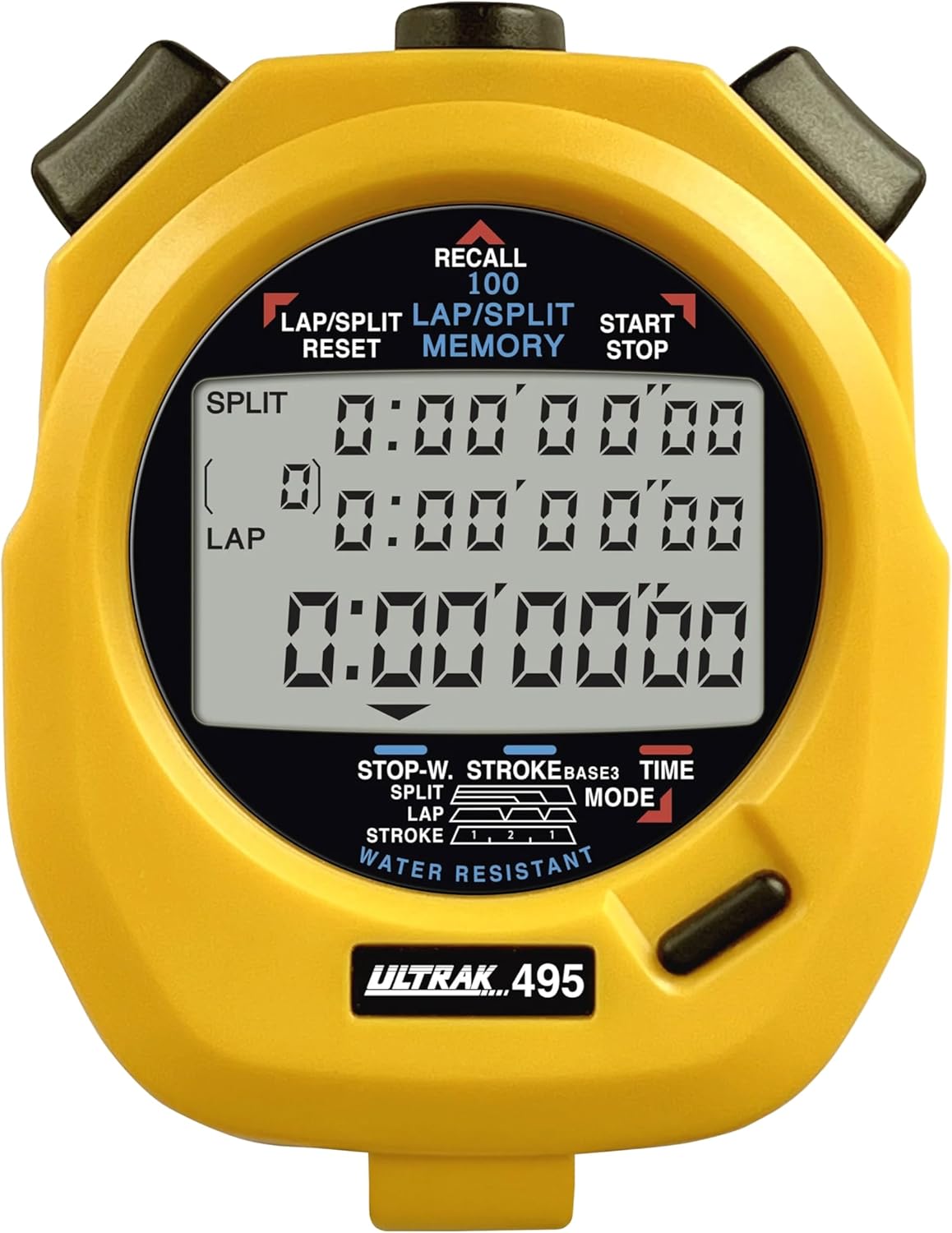 Ultrak 100 Lap Memory Timer - Accurate Timing Solution for Athletes | Bright Yellow Design