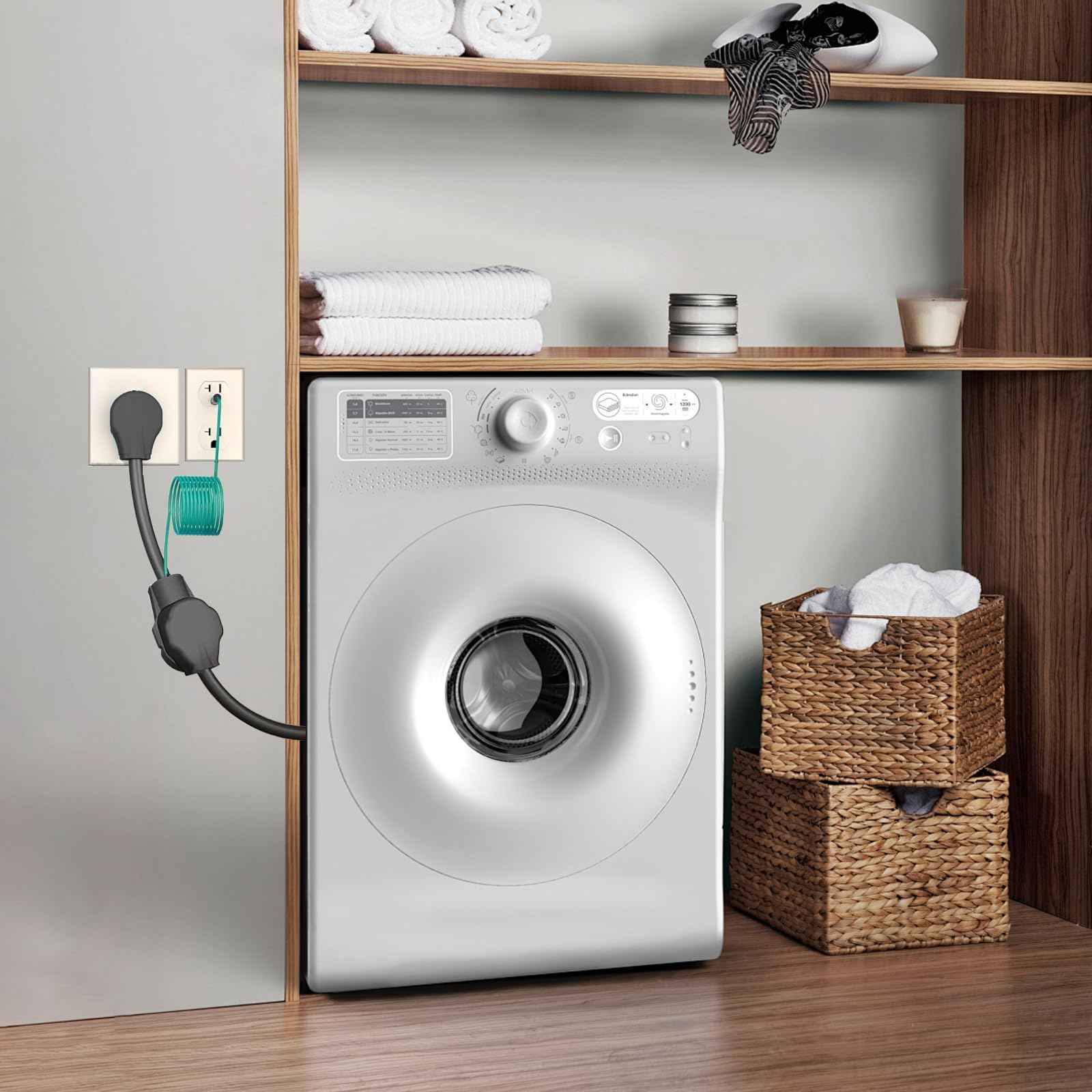 Dryer Outlet Adapter, 4 Prong to 3 Prong Dryer Adapter, Dryer Convert Cord NEMA 10-30P Male to 14-30R Female, 10 AWG 3 to 4 Prong Dryer Adapter with Safety Ground Wire