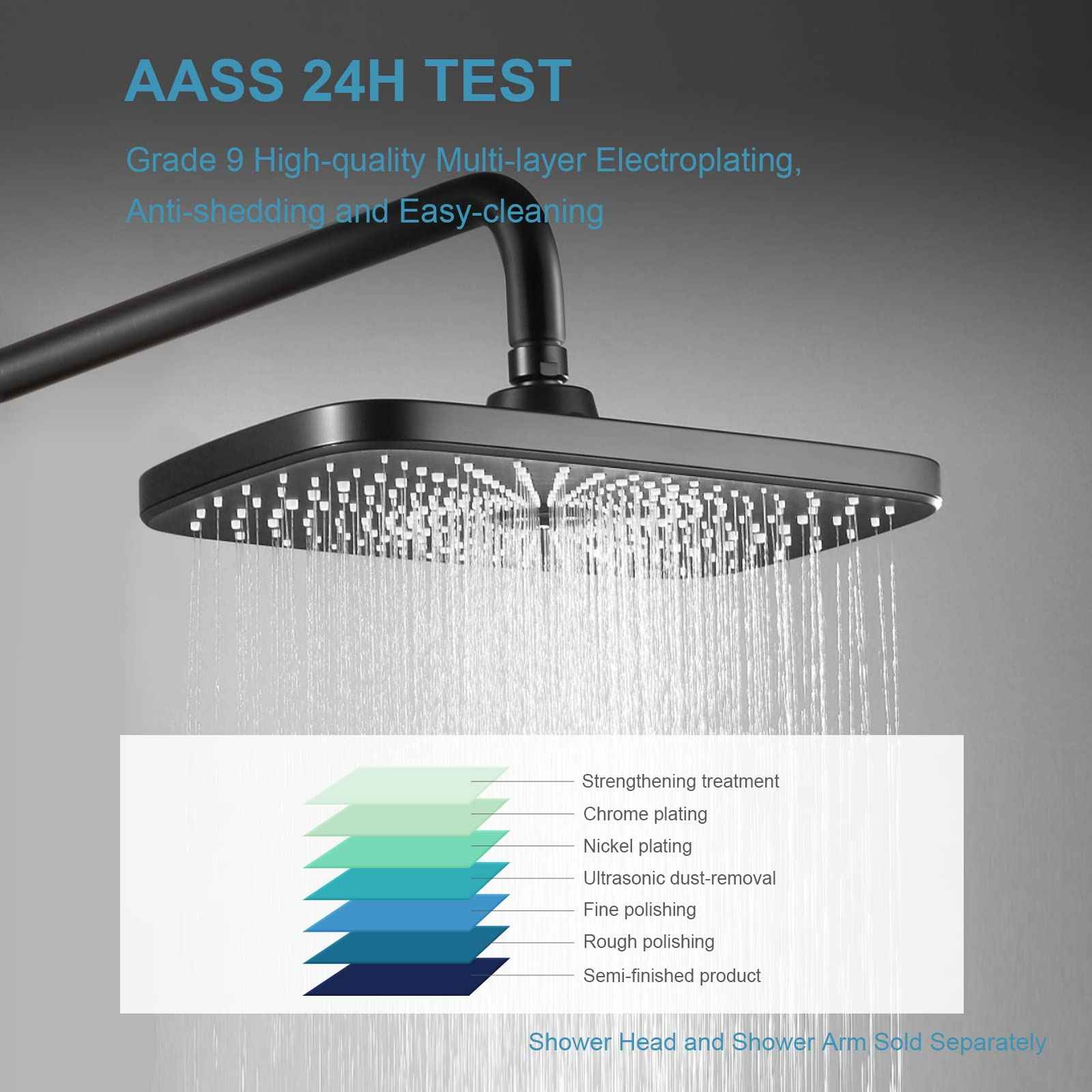 OFFO Shower Arm with Flange, 12 in Oil Rubbed Bronze Wall Mount Replacement Angle Shower Head Arm Wall-Mounted For Fixed Shower Head & Handheld Showerhead