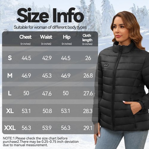 san moolias Heated Vest Women with 7.4V 16000mAh Battery Pack, Heated Jackets for Women 12 Heating Zones, 3 Heating Levels Lightweight Long Warm Electric Heated Coat - L