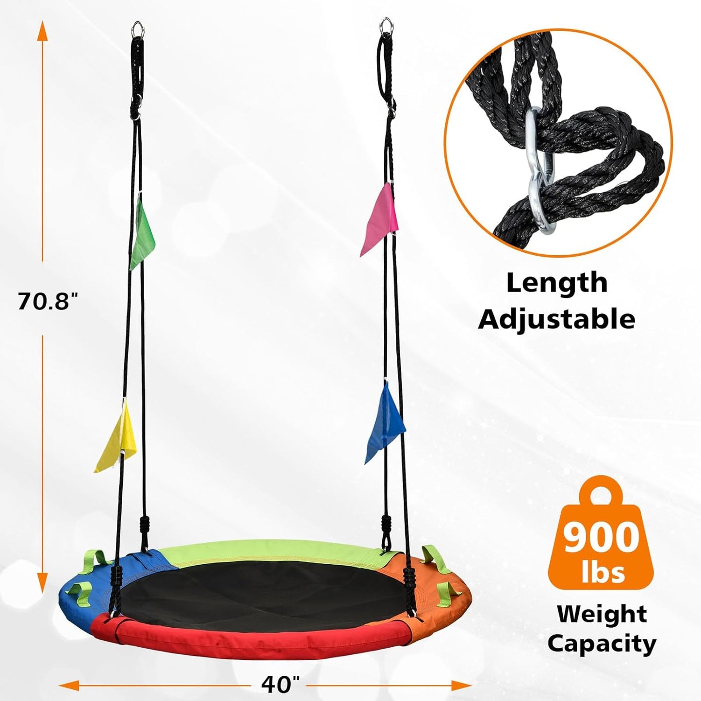Skiennix Tree Swing - 40-Inch Saucer Swing with 900lbs Capacity | Adjustable Straps for Outdoor Fun