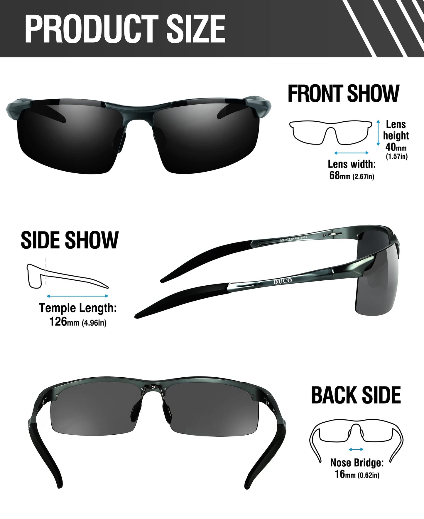 DUCO Mens Sports Polarized Sunglasses UV Protection Sunglasses for Men 8177s