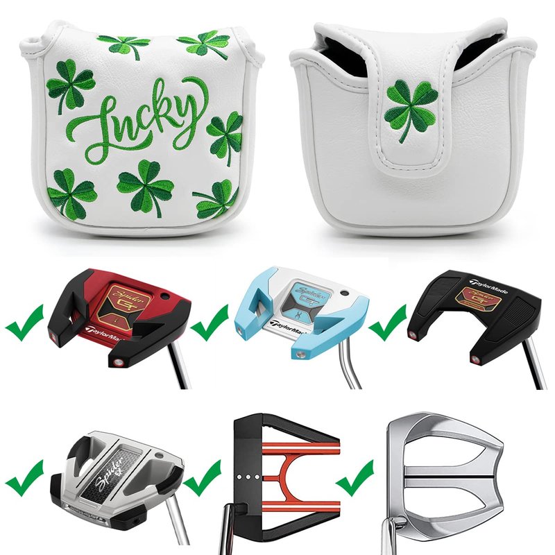 Golf Headcovers Live Lucky Golf Driver Covers Advanced Embroidery Fairway Wood Covers Hybrid Covers Mallet Blade Putter Head Covers Premium Leather Shamrock Golf Club Covers