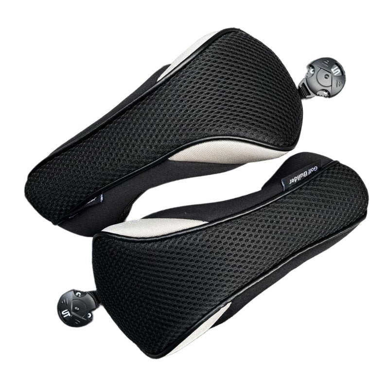 2pcs Golf Hybrid Headcover Set Hybrid Head Covers, Black Golf Club Covers for Hybrids, Meshy Rescue Covers with Rotatable ID Tag #2 3 4 5 6 Ut