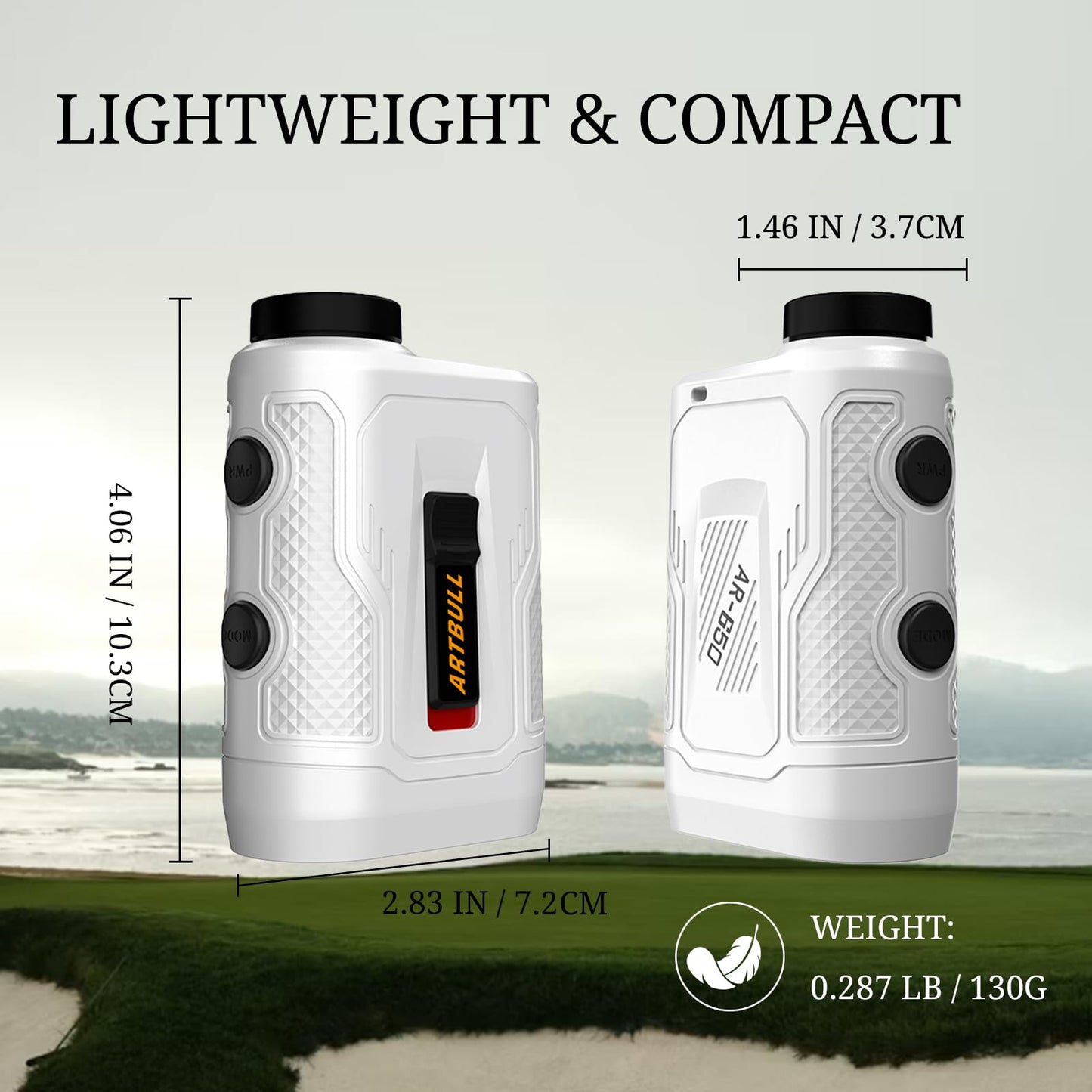SG SURGOAL 7 in 1 Golf Laser Rangefinder 6X Magnification with Slope Switch Built-in Magnet, Flag Lock Vibration, USB-C Rechargeable White 650yd