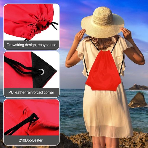 KUUQA Red Drawstring Backpack Bags - 100Pcs Bulk Storage Sacks for Sports & Travel