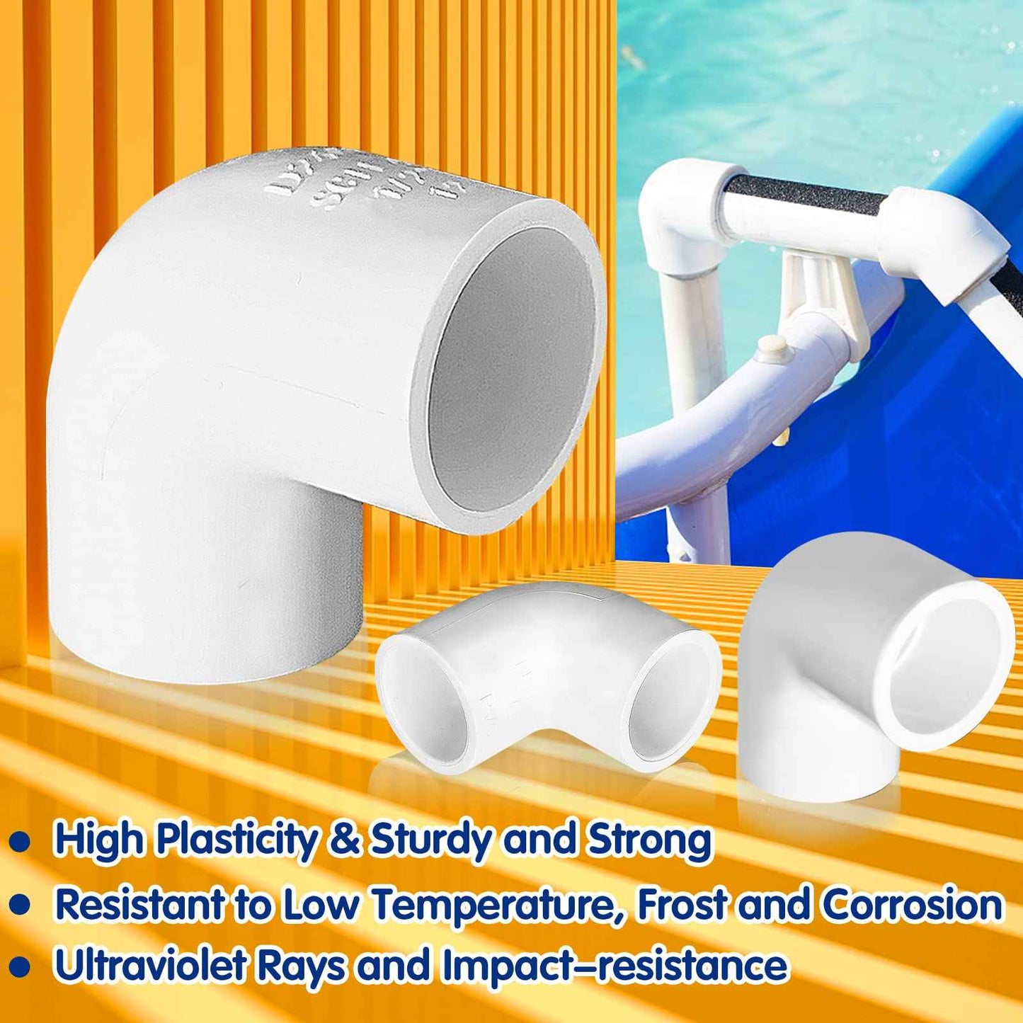 4PCS 2'' PVC 90 Degree Elbow, 2 Way Right Angle PVC Pipe Adapter Fittings, PVC Pipe Corner Connector for Sch40 PVC Pipe DIY Frame