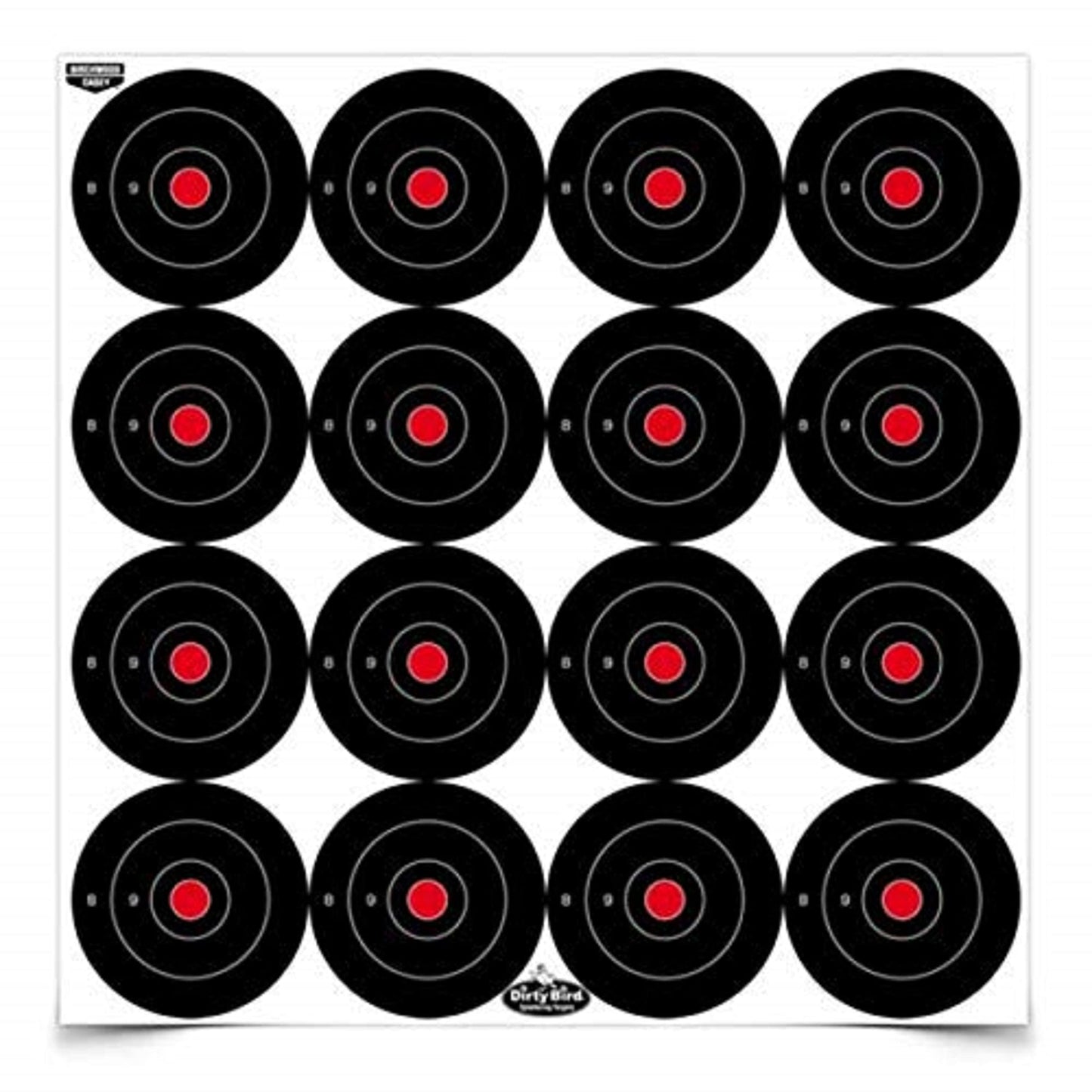 Birchwood Casey Non-Adhesive Dirty Bird Bull's-Eye Small Targets Practice Shooting for Indoor and Outdoor Use, 3" - 12 Sheets, 192 Targets