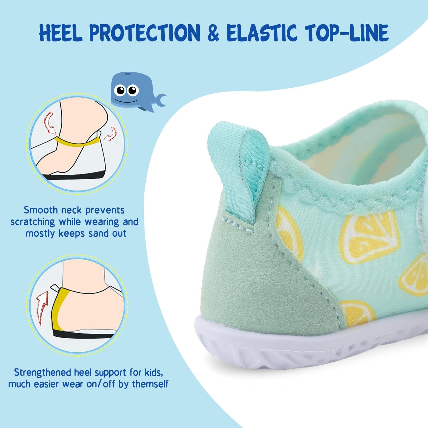 LeIsfIt Kids Water Shoes Toddler Girls Boys Swim Shoes Outdoor Quick-Dry Breathable Aqua Socks for Beach Pool Surf, Green Lemon, 12 Little Kid