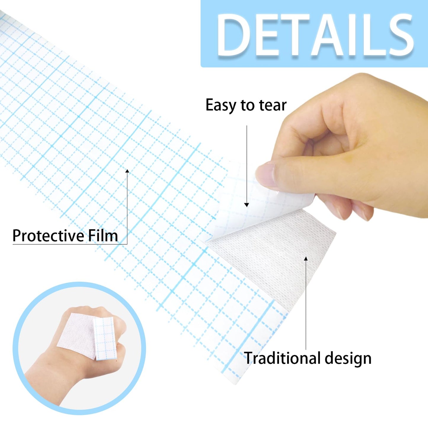 2 Rolls Non-Woven Cover Roll Stretch Tape 10.9 Yard Non-Woven Adhesive Bandages Breathable Bandage Tape(3.93 Inch)