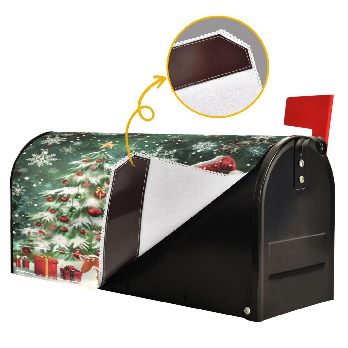 Kcldeci Snowman Christmas Tree Magnetic Mailbox Wrap - Winter Xmas Post Letter Box Cover - Garden 18x21