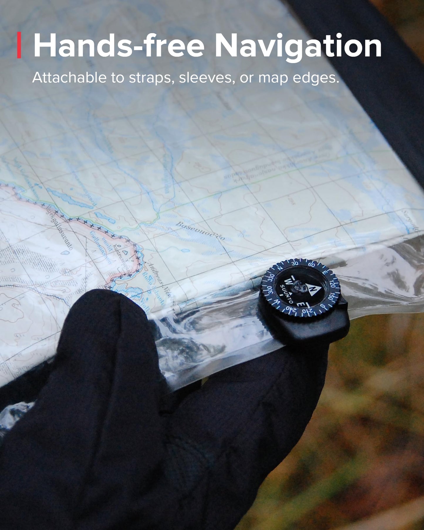 SUUNTO Clipper Compass, Micro Compass Attaches to Strap, Sleeve or Map Edge