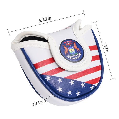 Mile High Life | US States Flag Mallet Putter Cover | Synthetic Leather Golf Head Covers | America Flag Putter Headcover compatible with Odyssey/Taylormade/Scotty Cameron Putters (Michigan )