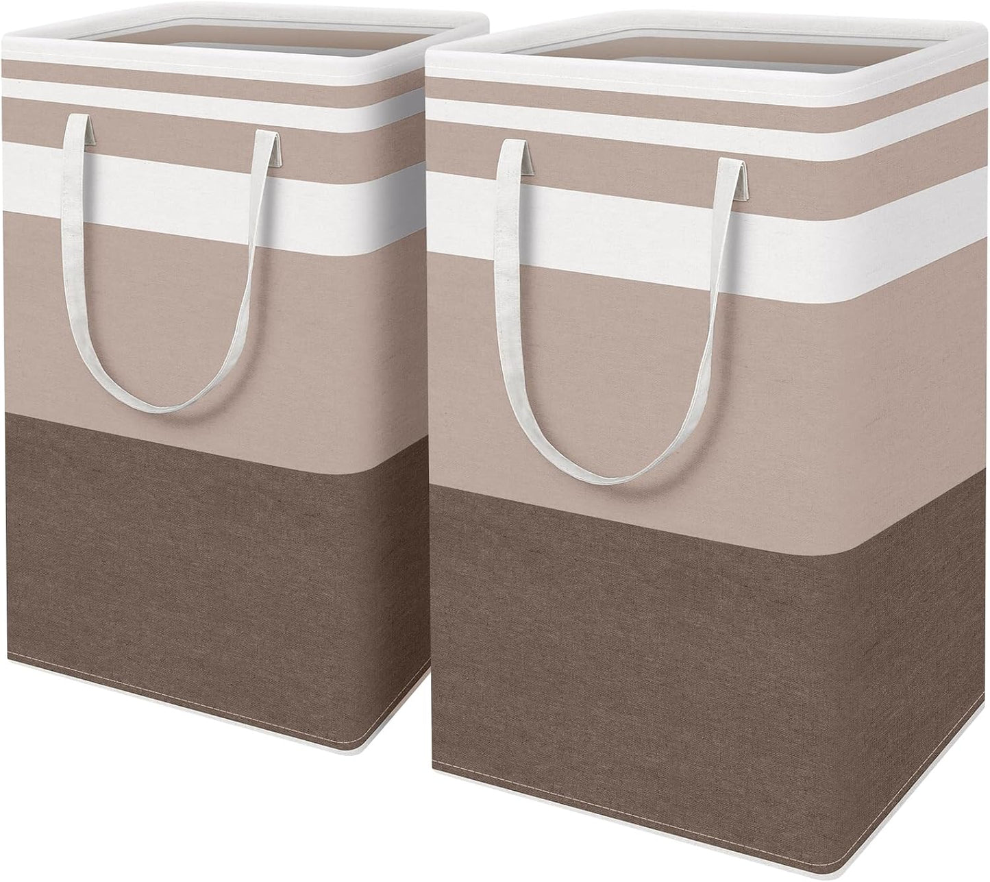 Waterproof 100L Laundry Basket Set - Collapsible Freestanding Hamper with Extended Handles - 2-Pack Gradient Grey for Clothes & Toys