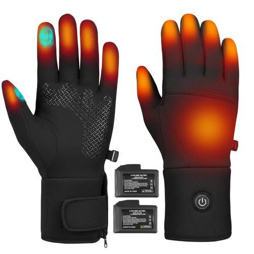 Brimekey Heated Gloves for Men Women, Rechargeable Battery Electric Touchscreen Gloves, Non-Slip Warm Winter Heated Gloves Liners, Thin Glove for Motorcycle Driving Camping Hunting Work