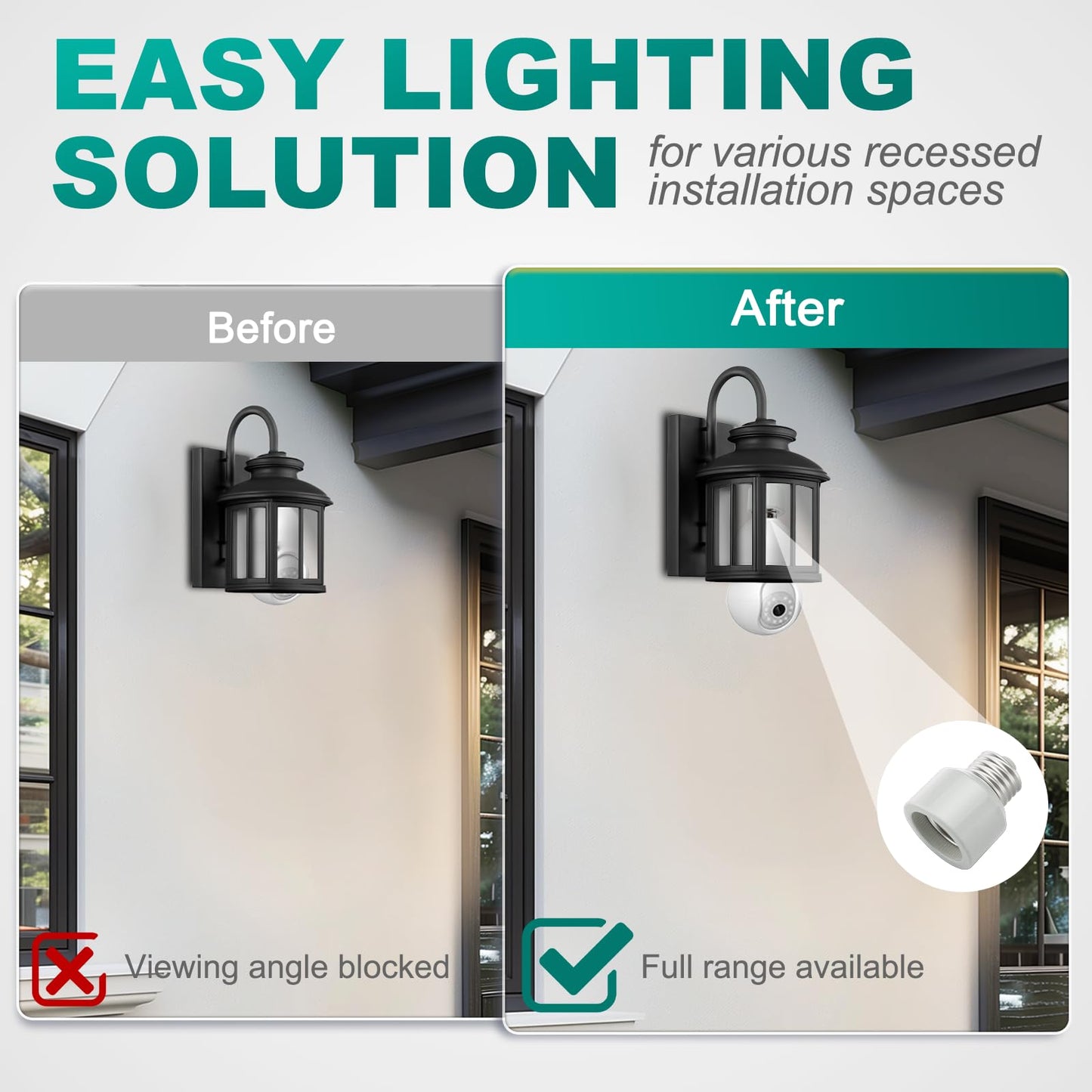 DiCUNO Light Socket Extender, UL Listed Porcelain Light Socket Extension Adapter, E26 to E26 Medium Base Extension Converter for Recessed Bulb, 660W, 250V, Bulb Extender, 2 Pack