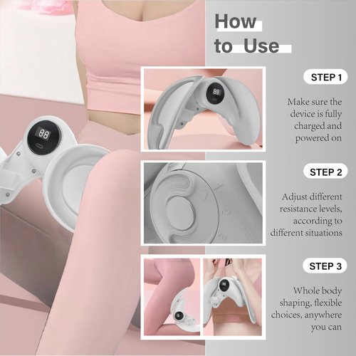 Kegel Exerciser Thigh Master for Women, Adjustable Pelvic Floor Exercise Devices with LED Display, 360° Inner Thigh Exerciser of HIPS/Arm/Leg (Gray)