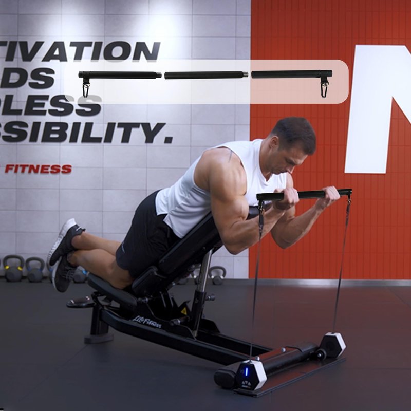 Portable Resistance Band Bar, Carbon Steel Resistance Bar for Resistance Bands, Dual Cable Machine Bar, Straight Bar Cable Attachment, MAX Weight Loading 60kg, Adjustable from 37" to 24.8"