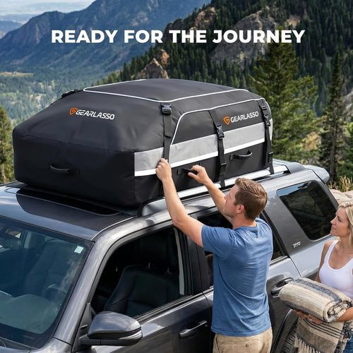 Car Roof Bag - 21 Cubic Feet Waterproof Cargo Bag for SUVs & Vans | Heavy-Duty PVC, Universal Fit