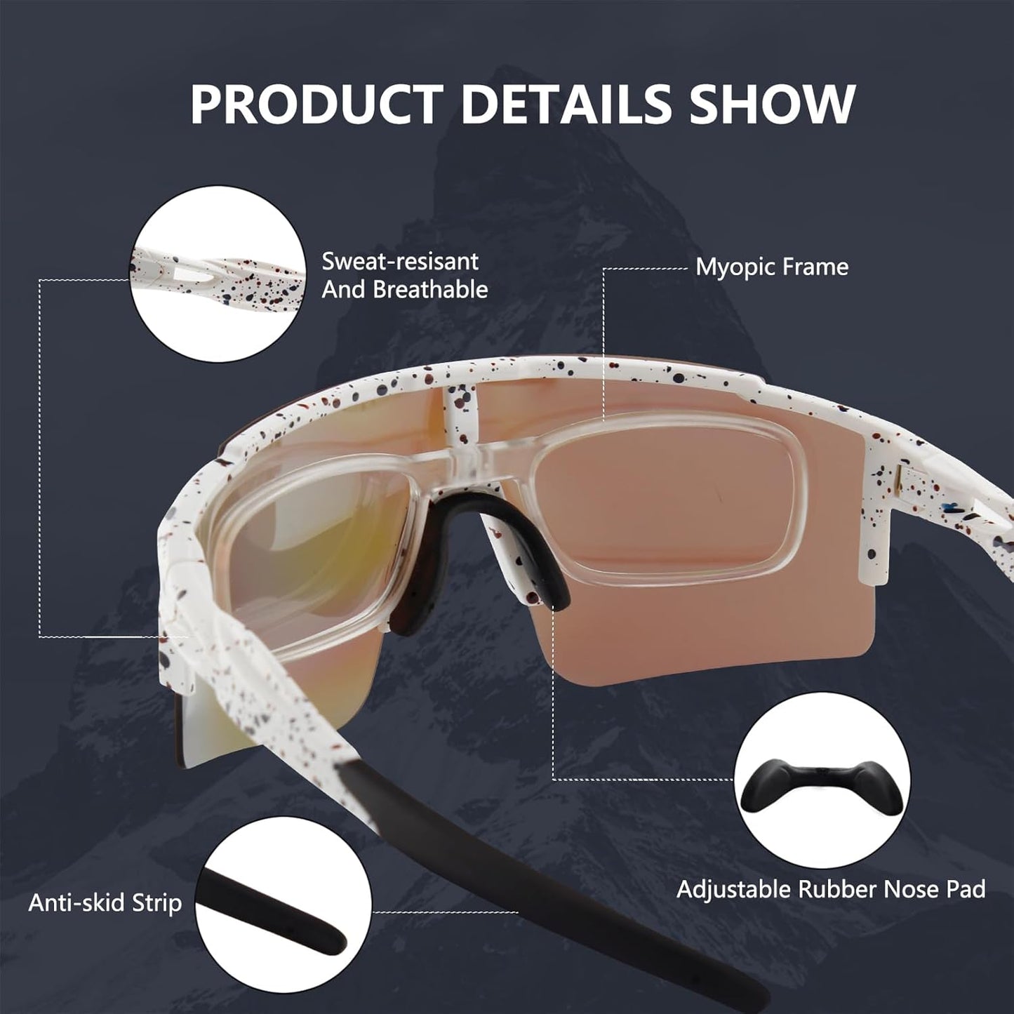 OULAIQI Cycling Sunglasses - Polarized for Men & Women | 1 or 3 Interchangeable Lenses