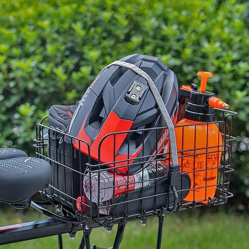 Takelablaze Folding Rear Bicycle Basket, Metal Wire, Black, 55 lbs, 14.5 x 10.6 x 7.8 inches, Rack Mount, Universal