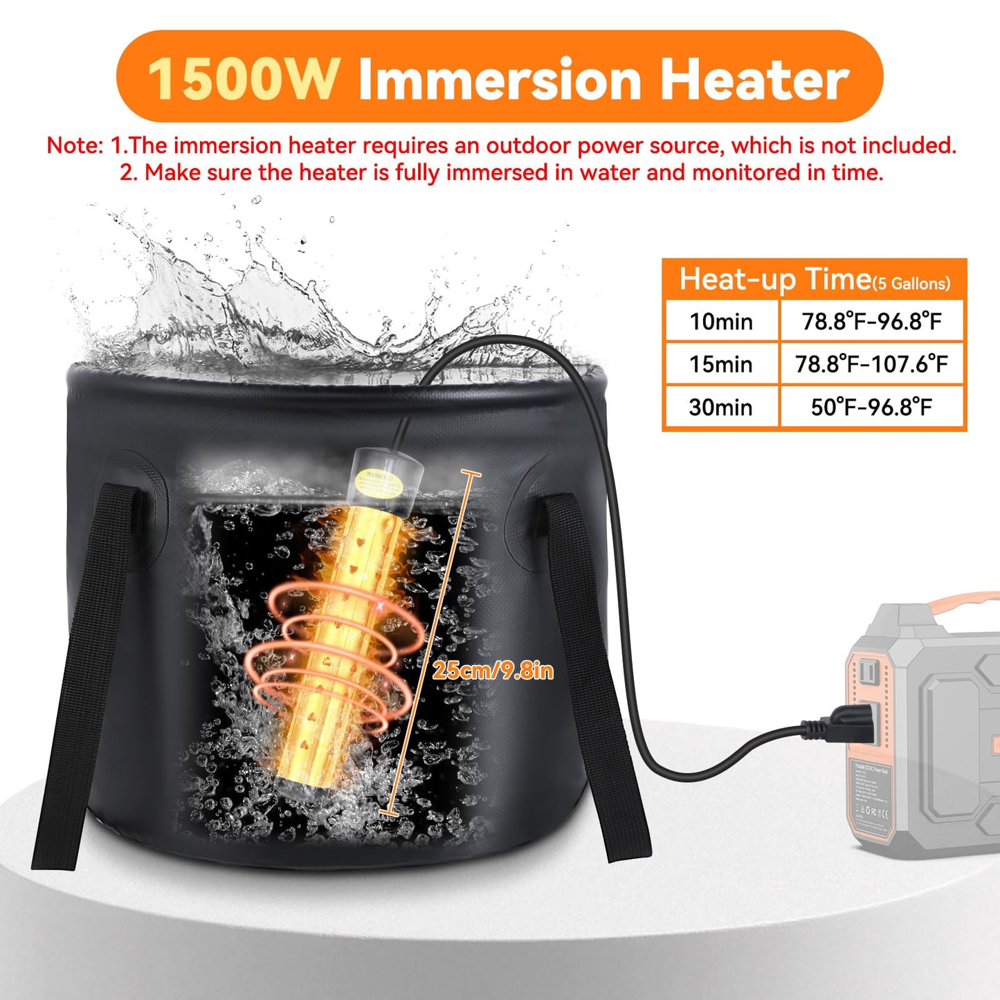 FIRINER Portable Camping Shower, 7800mAh Rechargeable Outdoor Shower Kit with Heater, Intelligent LED Display, IPX8 Waterproof, Portable Shower for Camping, Outdoor, Travel, Car Washing, Pet Bathing