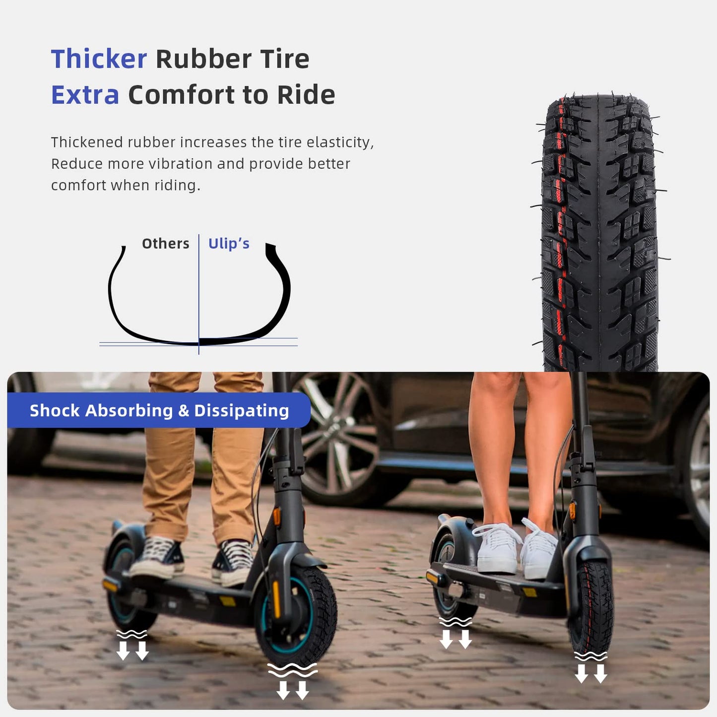 ulip 60/70-6.5 Scooter Tires with Inner Tube Pneumatic 10 Inch Tire Replacement Straight Vavle for Ninebot Max G30 G30D G30LP (2 Tires and 2 inner tubes)